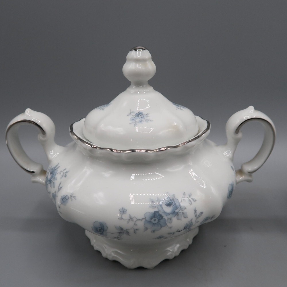 Vintage Johann Haviland Blue Garland Creamer & Sugar Bowl China Bavaria Germany